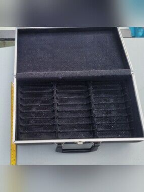 Black vinyl and aluminum audio cassette  case